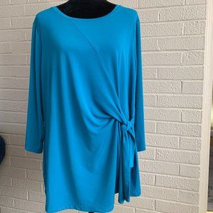 Susan Graver Liquid Knit 3/4 Sleeve Side Tie Top